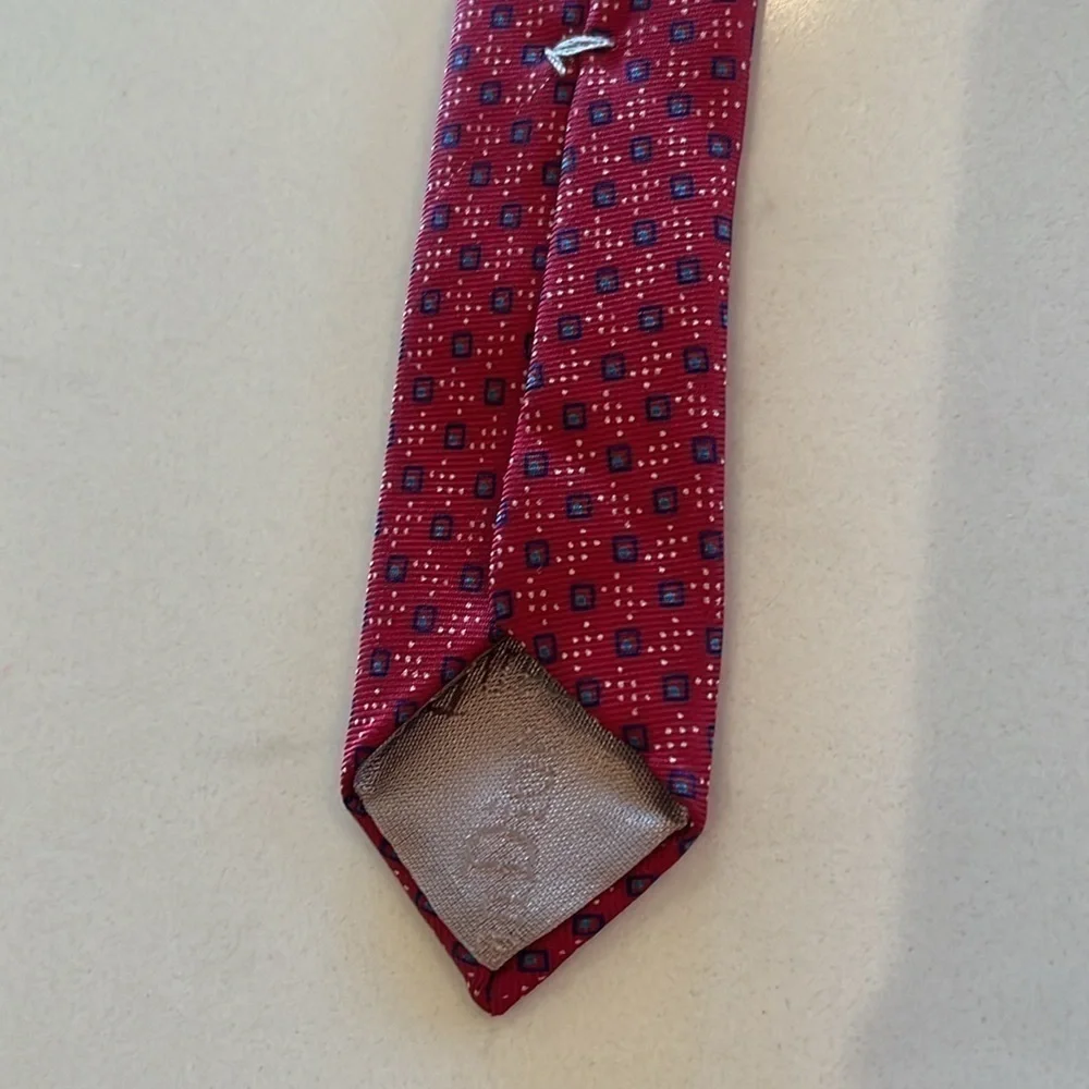 Christian Dior Geometric Silk Necktie Red